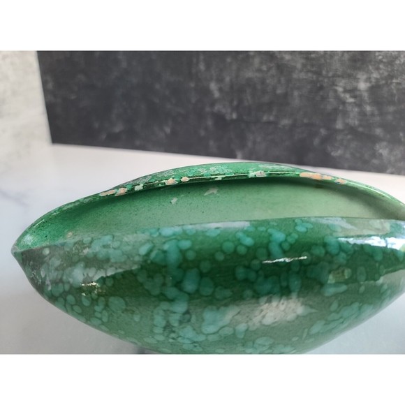 Italian Pottery Abstract Planter in Blue And Green Drip Vintage Mid Century - Picture 4 of 10
